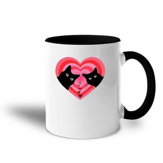 Cat Couple Retro Vintage Funny Black Cat Valentine's Day Accent Mug | Mazezy