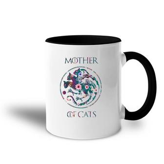 Cat Lovers Mother Of Cats With Floral Art Accent Mug | Mazezy