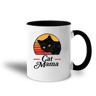 Cat Mama Vintage Eighties Style Cat Retro Distressed Accent Mug | Mazezy