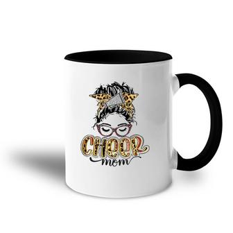 Cheer Mom Leopard Messy Bun Cheerleader Funny Mother's Day Accent Mug | Mazezy