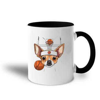 Chihuahua Basketball Dog Lovers Basketball Player Accent Mug | Mazezy