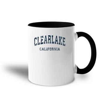 Clearlake California Ca Vintage Varsity Sports Navy Design Accent Mug | Mazezy