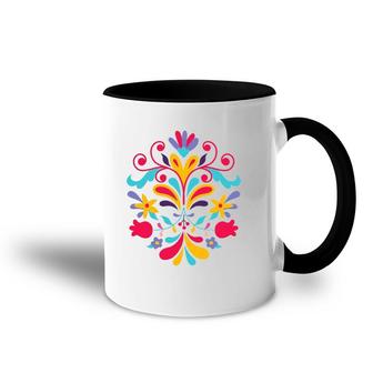 Colorful Floral Mexican Otomi Flowers Floral Otomi Gift Accent Mug | Mazezy