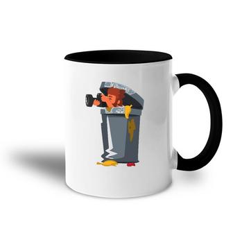 Cool Funny Paparazzi In Trash Can Accent Mug | Mazezy