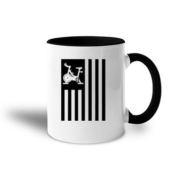 Cool Spin Class Bike American Flag Gym Workout Spinning Gift Accent Mug | Mazezy