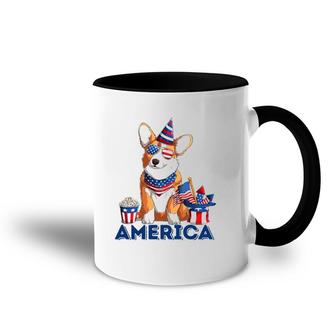 Corgi Dog American Flag Sunglasses Patriotic 4Th July Merica Accent Mug | Mazezy