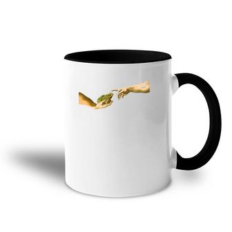 Creation Of A Frog, Funny Michelangelo Frog, Frog Owner Accent Mug | Mazezy
