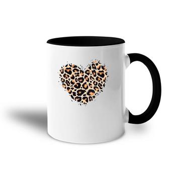 Cute Animal Print Lovers Leopard Cheetah Print Heart V-Neck Accent Mug | Mazezy