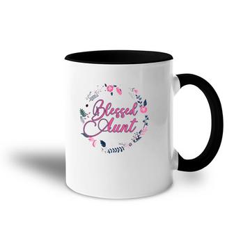 Cute Blessed Aunt Women New Aunty Auntie Sister Girl Flower Premium Accent Mug | Mazezy