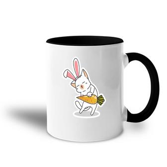 Cute Bunny Cat With Carrots Funny Easter Day Gift Kid Accent Mug - Seseable