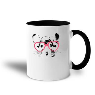 Cute Chinchilla With Pink Heart Glasses Accent Mug | Mazezy