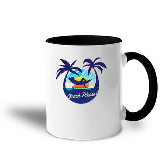 Cute Tropical Beach Please Sunset And Palm Trees - Beach Accent Mug | Mazezy