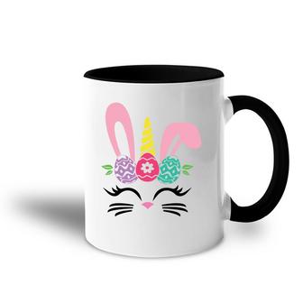 Cute Unicorn Bunny Cat Face Happy Easter Day Accent Mug - Seseable
