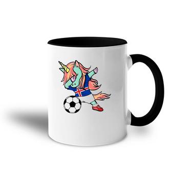 Dabbing Unicorn Soccer Iceland Jersey Icelandic Football Tee Accent Mug | Mazezy