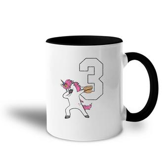Dabbing Unicorn Softball Number 3 Softball Jersey Accent Mug | Mazezy