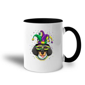 Dachshund Dog Lover Cute Mardi Gras Carnival Jester Accent Mug | Mazezy