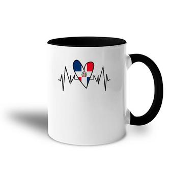 Dominican Flag Heartbeat Ekg Heart Accent Mug | Mazezy