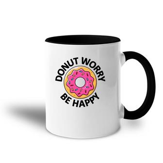 Donut Worry Be Happy Doughnut Accent Mug | Mazezy