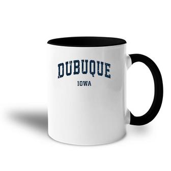 Dubuque Iowa Ia Vintage Varsity Sports Navy Design Accent Mug | Mazezy