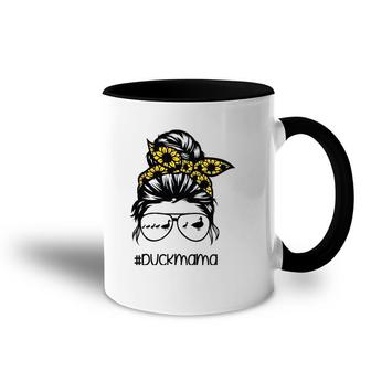Duck Mama Messy Hair Bun Sunflower Glasses Mother's Day Accent Mug | Mazezy