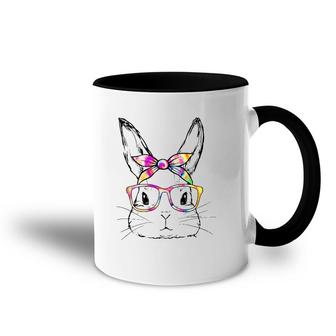 Dye Cute Bunny Face Tie Dye Glasses Easter Day Premium Accent Mug | Mazezy