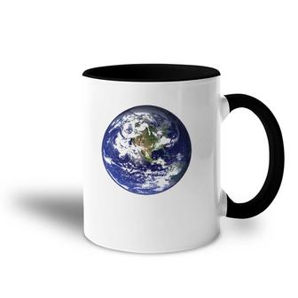 Earth Planet Flat Earth North America Globe Space Clouds Accent Mug | Mazezy