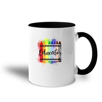 Educator Crayon Colorful Education Teacher Gift Accent Mug | Mazezy