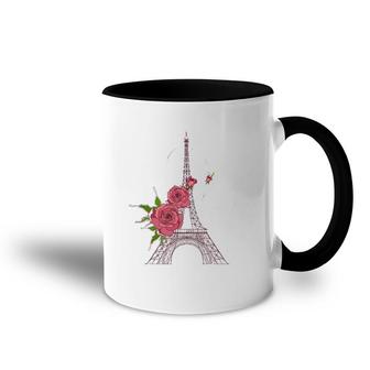Eiffel Tower Of Paris In France Parisian Rose Accent Mug | Mazezy
