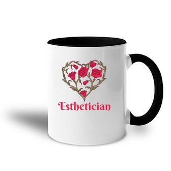 Esthetician Heart Shaped Flowers Red Roses Esthetician Accent Mug | Mazezy