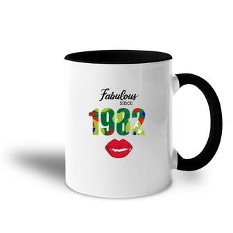 Fabulous Since 1982 Red Lips Green 40Th Birthday Accent Mug - Seseable