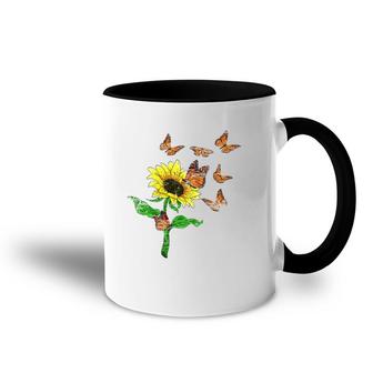 Flower Butterflies Nature Butterfly Sunflower Accent Mug | Mazezy