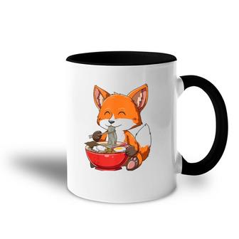 Fox Eating Ramen Ramen Noodle Lovers Fox Themed Gift Accent Mug | Mazezy