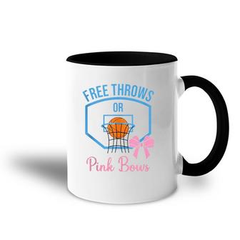 Free Throws Or Pink Bows Gender Reveal Designs Accent Mug | Mazezy