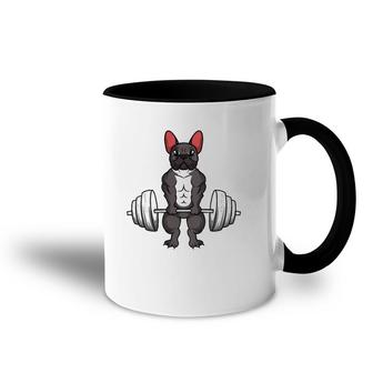 French Bulldog Deadlifts Dog Fitness Weightlifting Accent Mug | Mazezy
