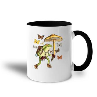 Frog Mushroom Umbrella Butterflies Cottagecore Goblincore Accent Mug | Mazezy