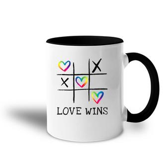 Fun Lgbtq Love Wins In Gay Pride Rainbow Colors - Gay Ally Accent Mug | Mazezy