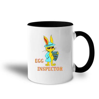 Funny Easter Bunny Egg Inspector Accent Mug | Mazezy