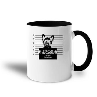 Funny French Bulldog Most Wanted Police Station Design Accent Mug | Mazezy