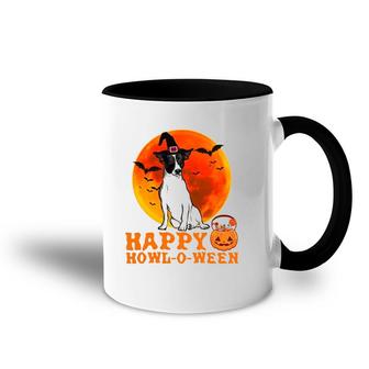 Funny Rat Terrier Dog Halloween Happy Howl-O-Ween Accent Mug | Mazezy
