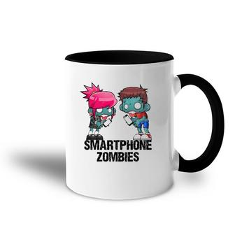 Funny Smartphone Zombies Cartoon Accent Mug | Mazezy