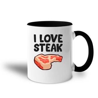 Funny Steak Lover I Love Steak Accent Mug | Mazezy