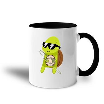 Funny Turtle Wearing Sunglasses Playing Trombone Accent Mug | Mazezy