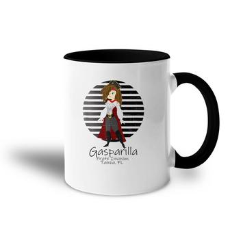 Gasparilla Lady Pirate Brunette Design Distressed Accent Mug | Mazezy