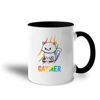 Gaymer Lgbt Cat Pride Rainbow Video Game Lovers Gift Accent Mug | Mazezy