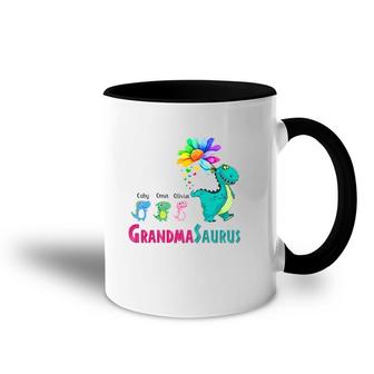 Grandmasarus Dinosaur Trex Grandmother Coby Oma Olivia Sunflower Accent Mug | Mazezy