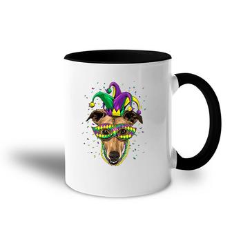 Greyhound Dog Lover Cute Mardi Gras Carnival Jester Accent Mug | Mazezy