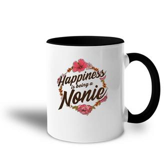 Happiness Is Being A Nonie Cute Floral Mother's Day Gift Accent Mug | Mazezy