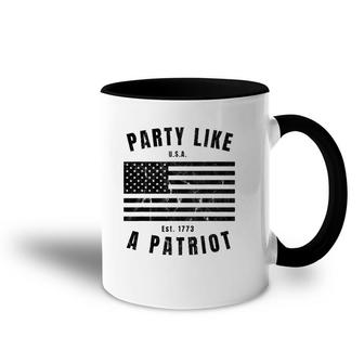 Happy Fourth Of July Party Like A Patriot Fun American Flag Accent Mug | Mazezy