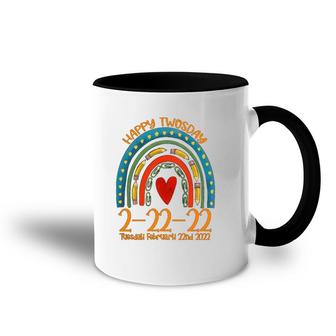 Happy Twosday 2022 February 2Nd 2022 Rainbow Student Accent Mug | Mazezy