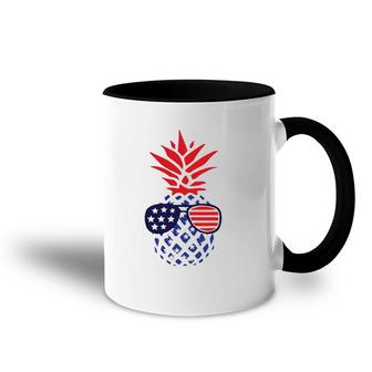 Hawaiian Pineapple American Flag Sunglasses 4Th Of July Accent Mug | Mazezy